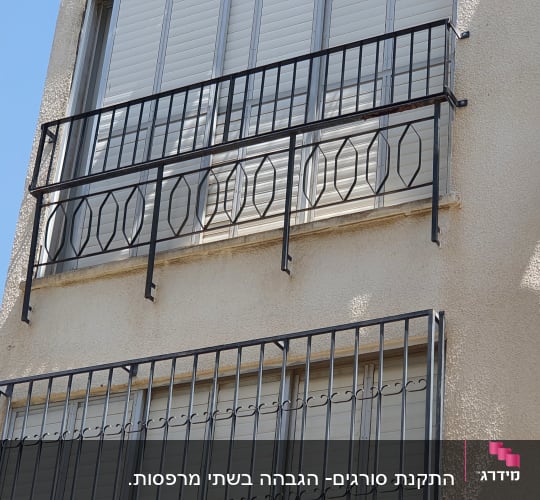 מעקות ברזל שחורים על חלונות בניין